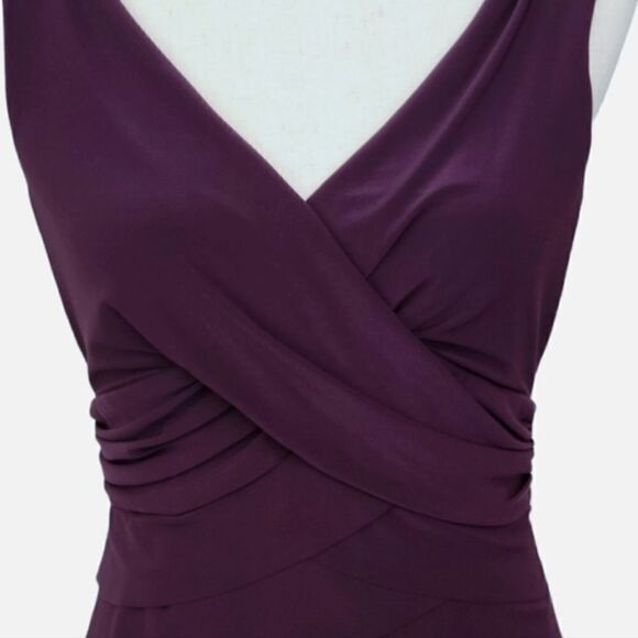 American Living Eggplant Ruched Surplice Neckline Tiered Sleeveless Dress Size 6 - Picture 4 of 9